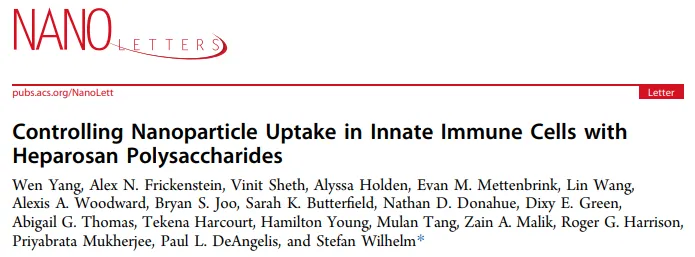 用 Heparosan 多糖控制先天免疫细胞中纳米颗粒的摄取